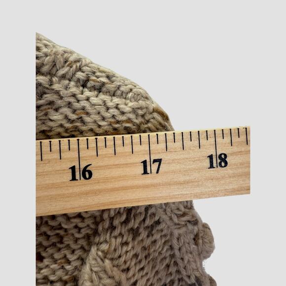 VTG Handmade Knit Cardigan Womens M L Brown Beige Cable Knit Fishermans Sweater - Picture 6 of 10